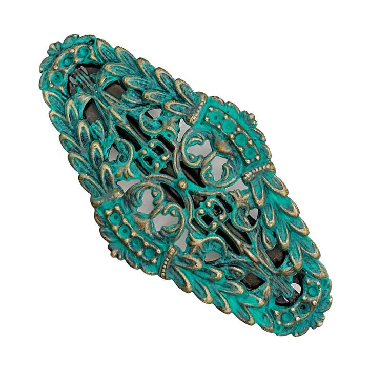 Athena Filigree Hand-Painted Barrette - Vintage Boho Style for wholesale by Gleeful Peacock