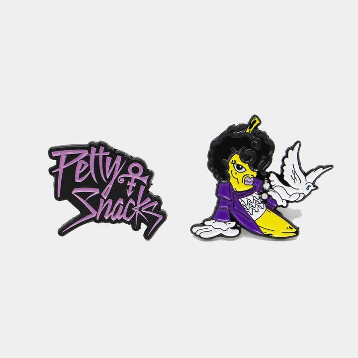 Purple Rain Banana Enamel 2-Pin Set for wholesale by Petty Snacks