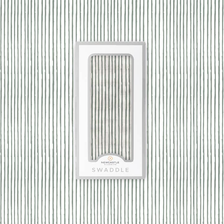 Newcastle Classics - Wholesale Swaddle - Baby - Sage Green Stripe Bamboo Swaddle