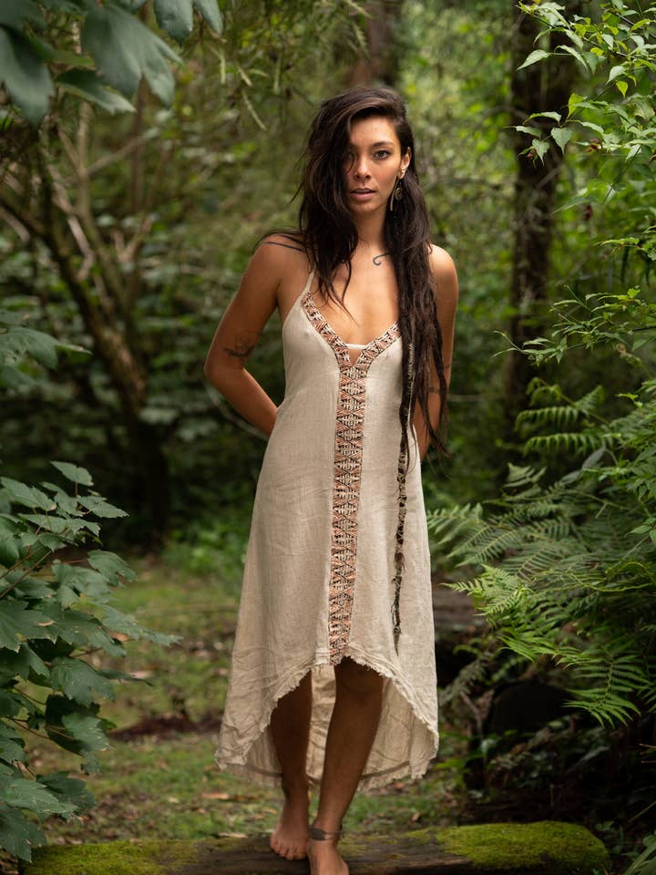 Aluna Boho Dress - Cream for wholesale by Arya Clothing