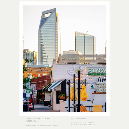 Charlotte to Paris - Wholesale Art Print - Charlotte, NC Art Print (11x14): Summer Morning, South End1