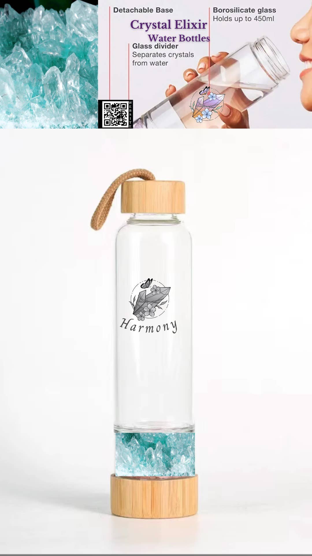 Juicey Gems – Großhandel Trinkflaschen – KOMBI-PAKET A Quarz-Kristall-Wasserflaschen7