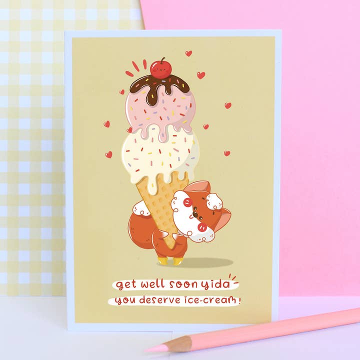 Funny Get Well Soon Card, Ice-Cream Feel Better Card for wholesale by Planet612