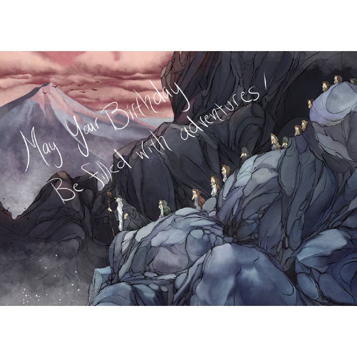 Divertente biglietto di auguri di compleanno Hobbit Gandalf Lotr per la vendita all'ingrosso da parte di Dread Illustrations