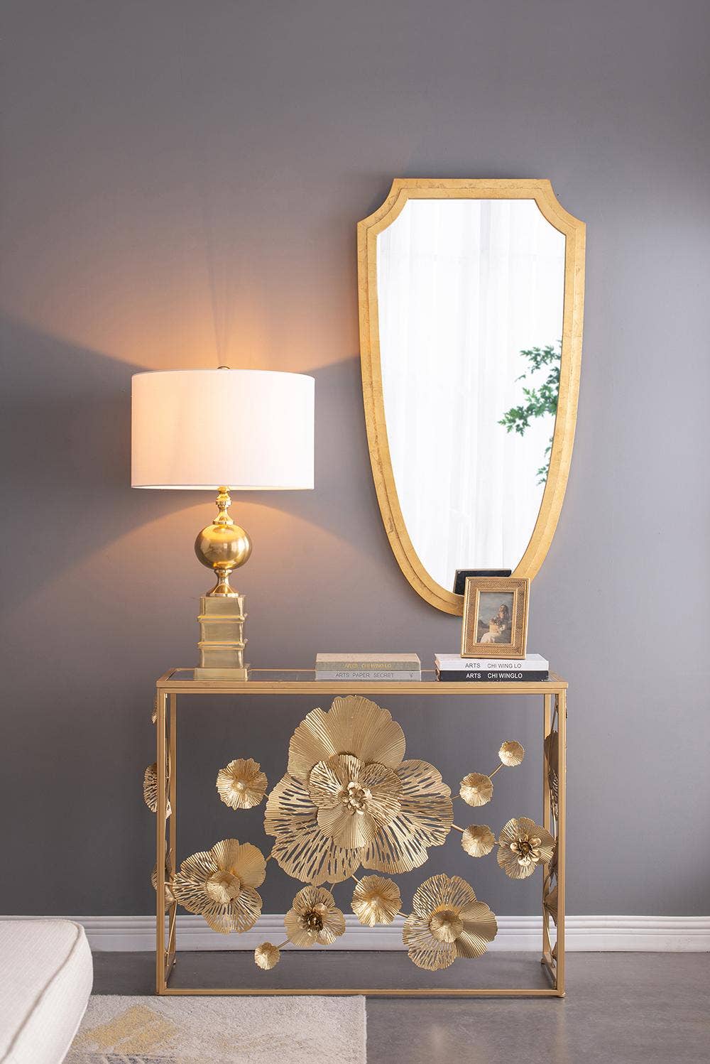 A&B Home Group Inc. – Candeeiro de secretária/decorativo por atacado – Candeeiro de Mesa D18x27,5" - Dourado/Branco10