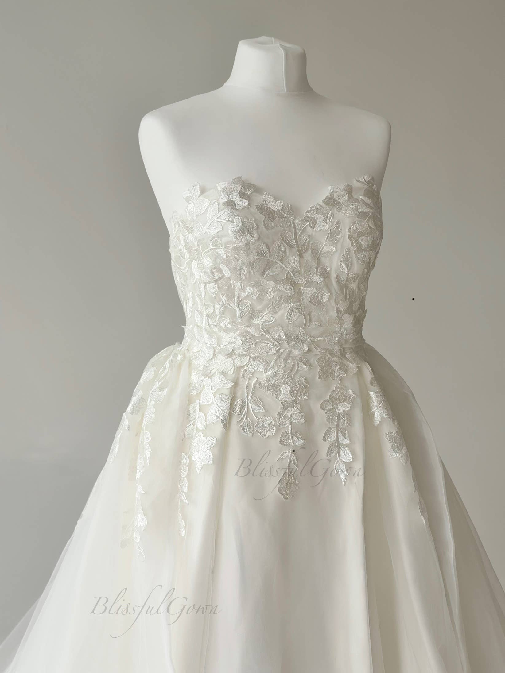 Blissful Gown - Wholesale Gown - Women's - Convertible Lace Ball Gown with Removable Train & Sleeves