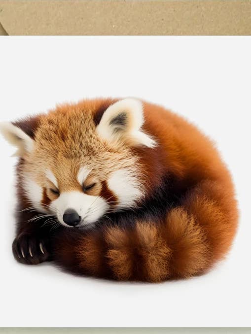 Red Panda Sleeping - Blank Card for wholesale by The Wildlife Library