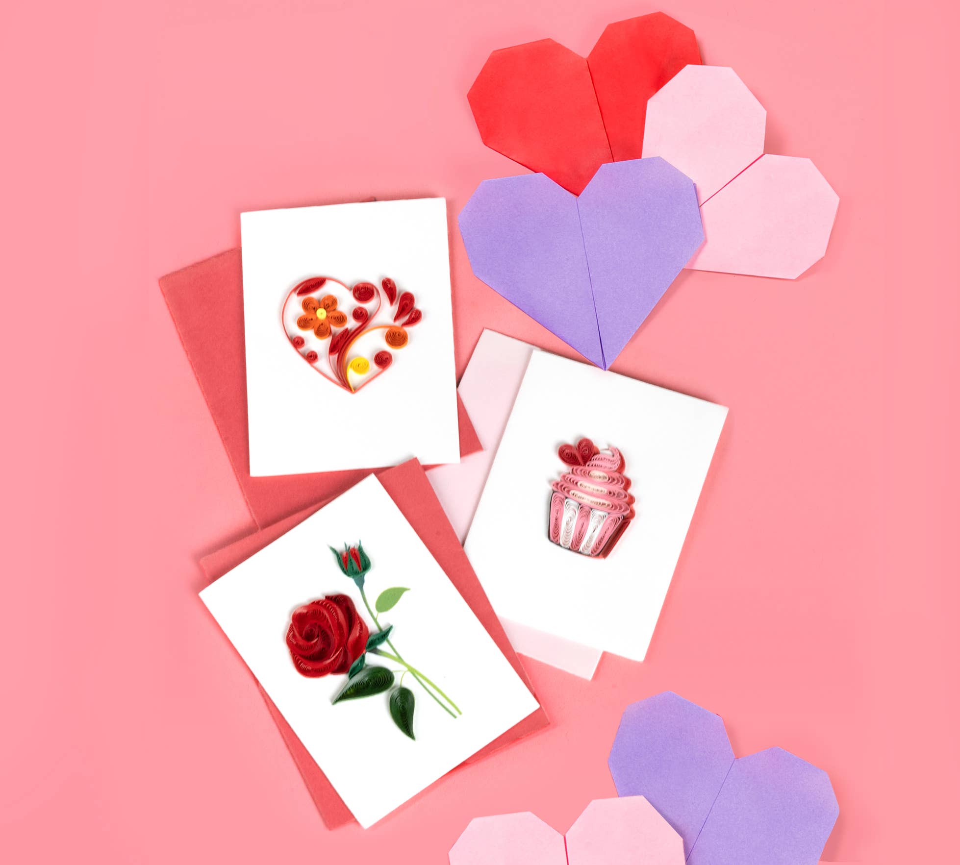 Quilling Card – wholesale Everyday greeting card – Rose Gift Enclosure Mini Card1