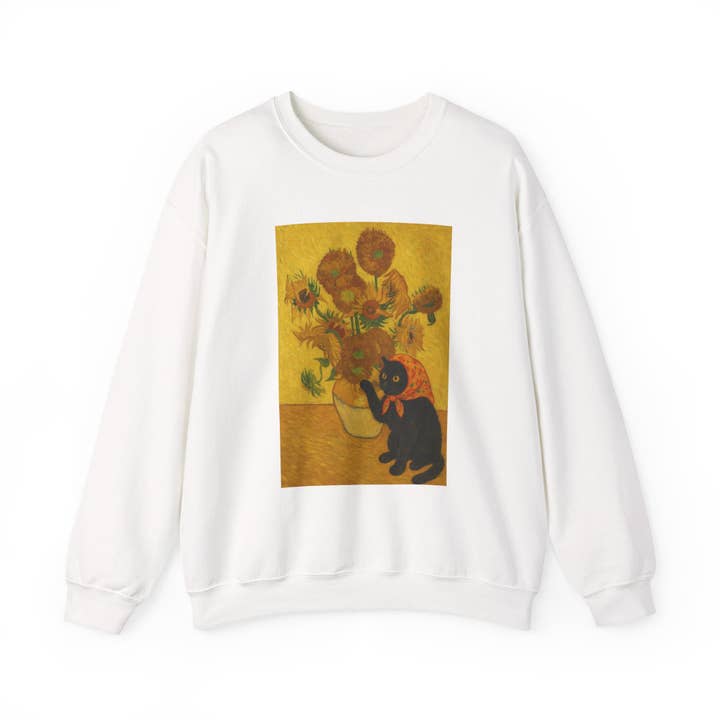 VanGogh and Babushka Cat Unisex Heavy Blend™ Crewneck Sweatshirt for wholesale by Babushka Cat