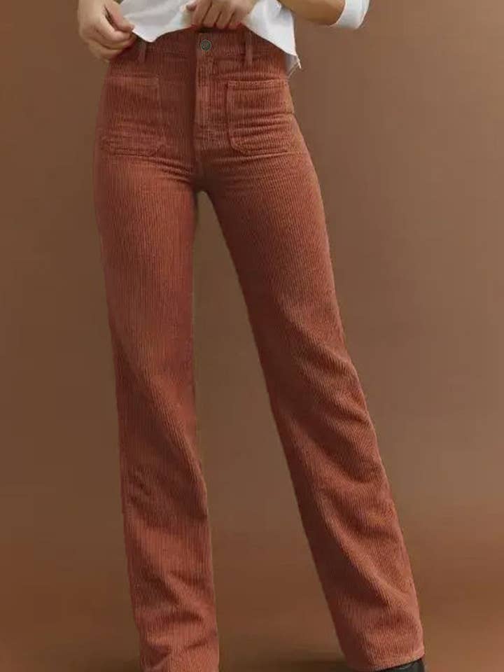 FULL TIME PURCHASE - Wholesale Pants - Women's - High Waist Square Pockets Corduroy Pants