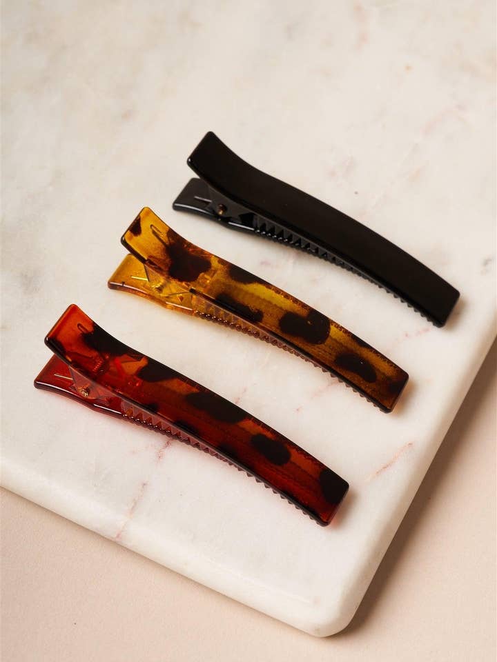 Pinzas de caimán para pelo ámbar, marrón y negro, 3 unidades para venta al por mayor de Tasha Apparel Wholesale