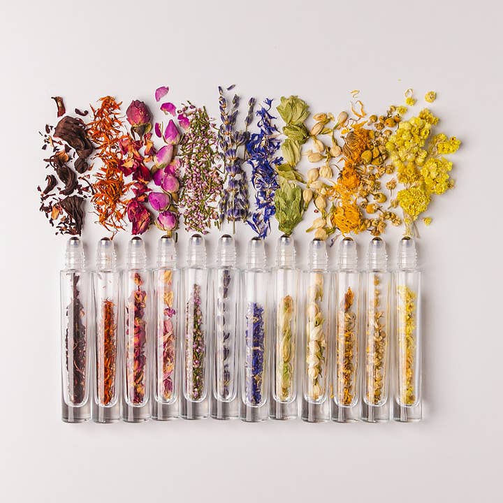 Silver Orange - Wholesale Essential Oil Holder - Botanical Roller Bottles, Unfilled, No oils, organic flowers