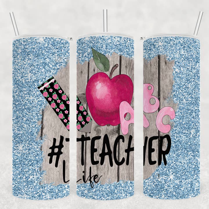 Bicchiere blu Teacher Life per la vendita all'ingrosso da parte di Smile Graphics and Design