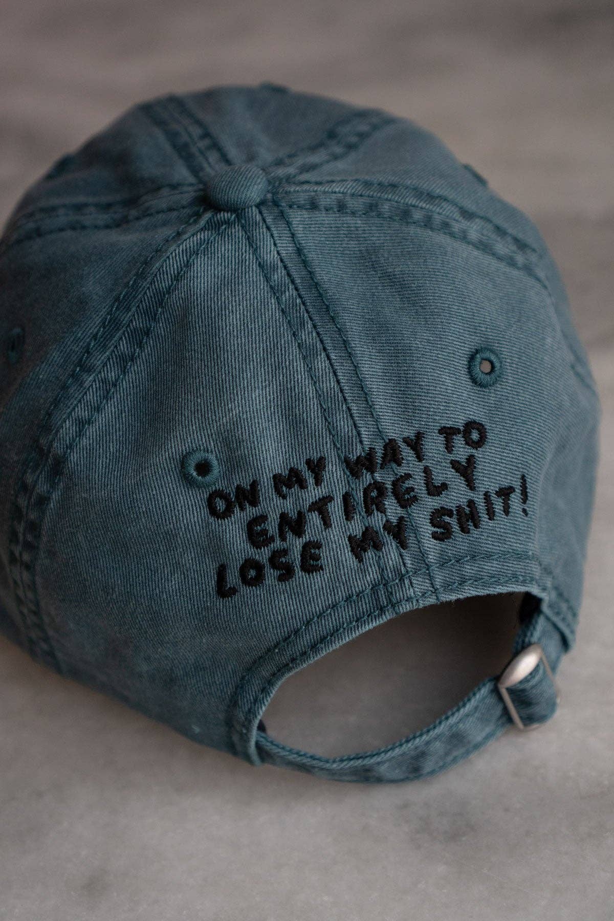 Vintage Teal Lose my Shit Front & Back Hat | Embroidered Dad Hat for wholesale on Faire1