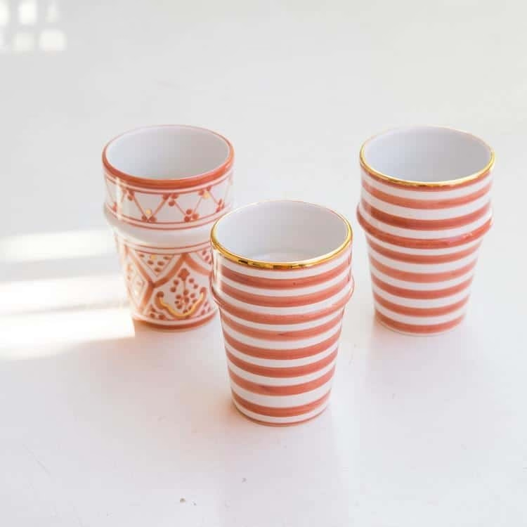 High crafty - Vente Tasse à café/thé - Tasses en céramique marocaine faites à la main avec ornements en or pur0