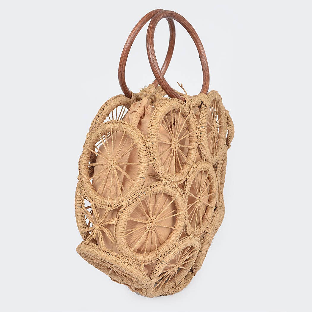 3AM BY H&D ACCESSORIES – wholesale Tote bag – Women's – Faux Straw Round Tote Bag3