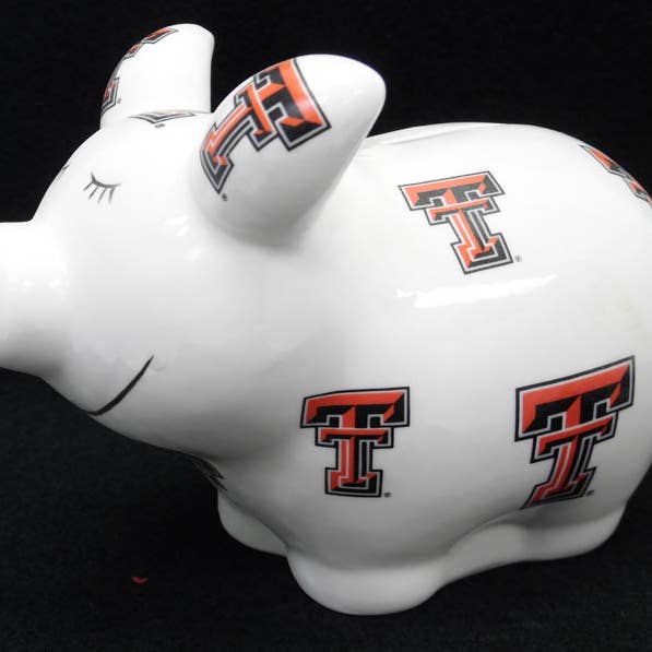 Jenkins Enterprises - Wholesale Money/Piggy Bank - Texas Tech Red Raiders Bank Piggy Logo All Over