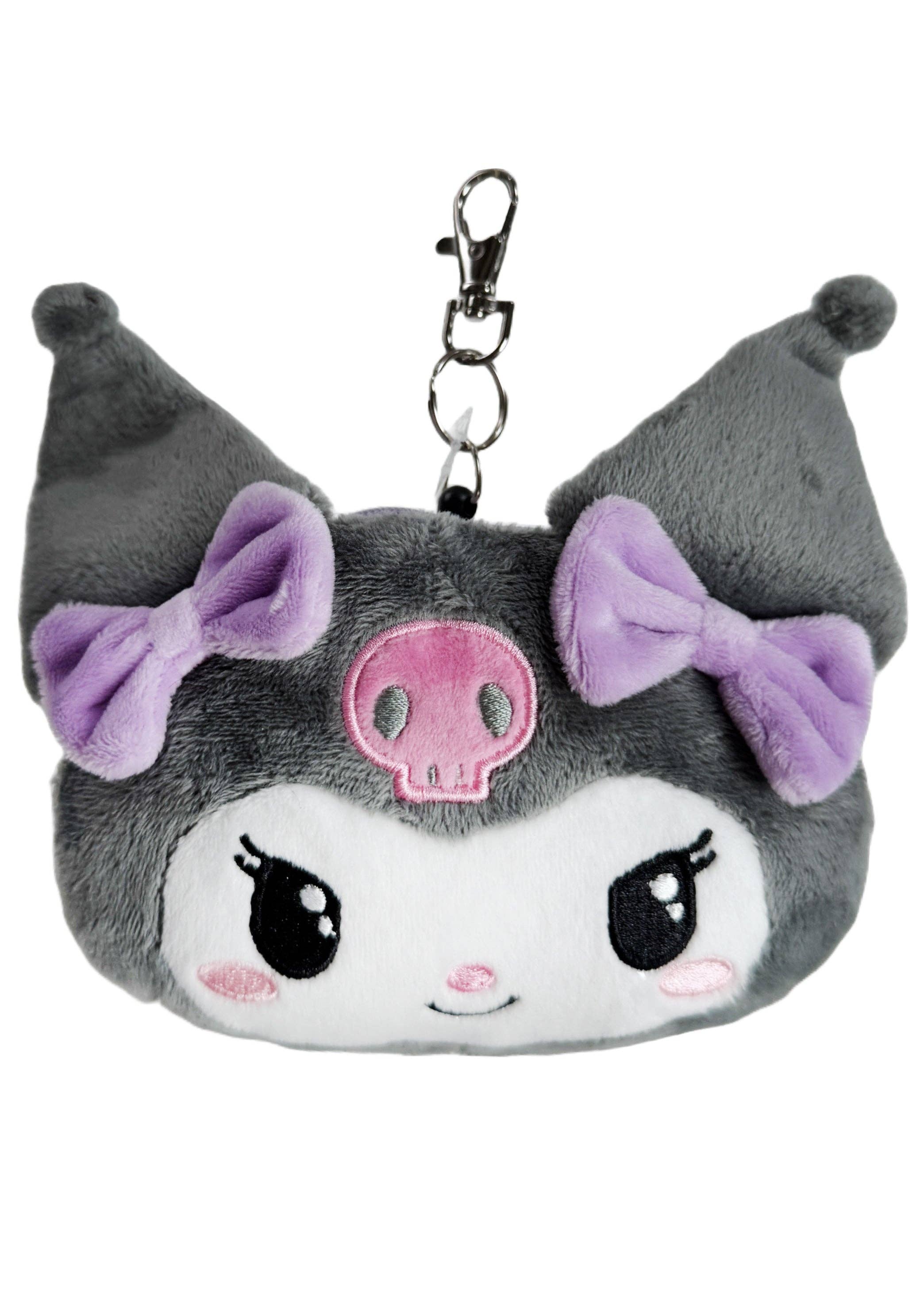 LASR - Wholesale Keychain - Women's - Sanrio Kuromi Face Retractable Cord Pass Holder Plush Mascot0