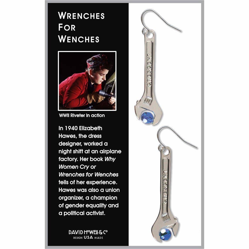 David Howell and Company - Vente Boucles d'oreilles pendantes - Boucles d'oreilles bleues Wrenches For Wenches, FABRIQUÉES aux É.-U.1