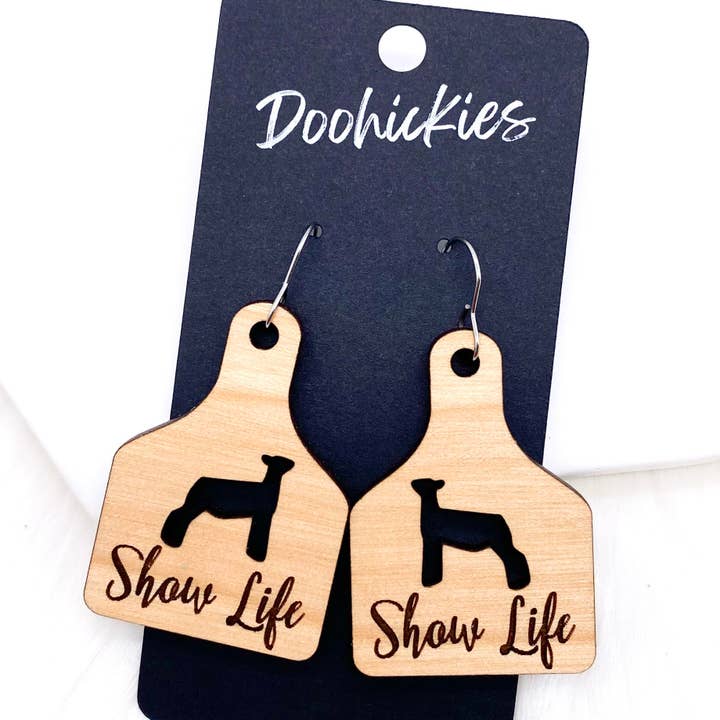 Doohickies - Wholesale Dangle Earrings - 2.25" Show Life Tags -Western Earrings