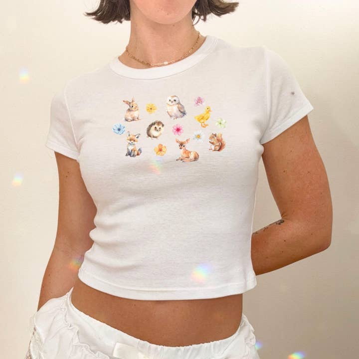 Woodland Baby Animals Cottagecore Graphic Tee for wholesale by FizzCandy Designs
