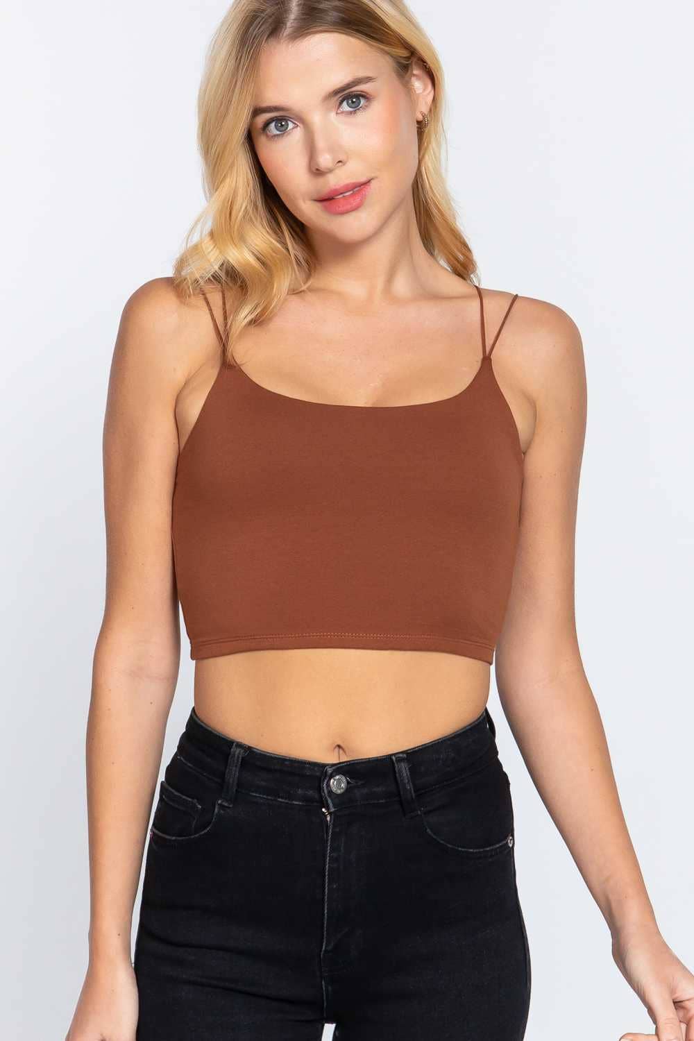 Vanilla Monkey - Wholesale Tank Top - Women's - Round Neck Elastic Strap Two Ply Knit Cami Crop Top3