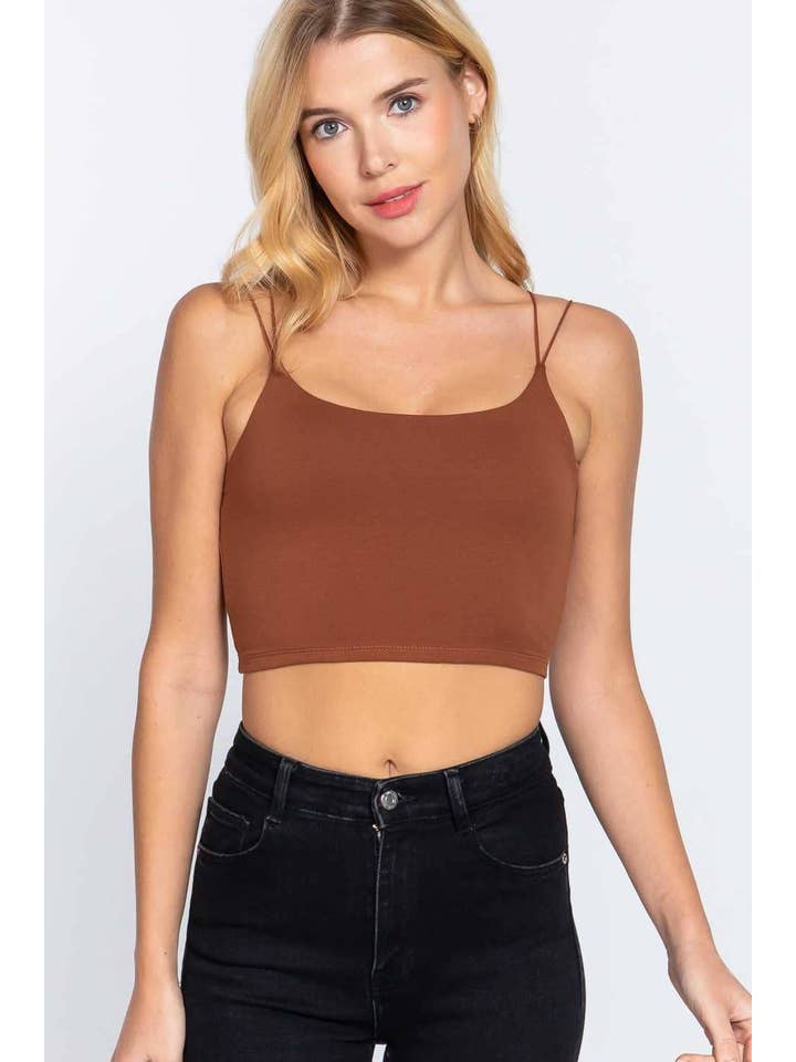 Vanilla Monkey - Wholesale Tank Top - Women's - Round Neck Elastic Strap Two Ply Knit Cami Crop Top3