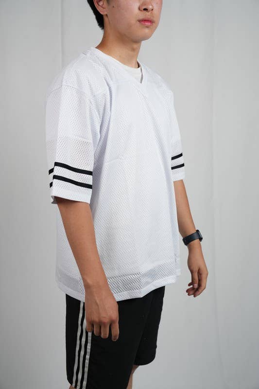 Lime Tree Clothing Inc. - Wholesale T-shirt – men's - Men’s Heavyweight Mesh Football Jersey w/ Stripe XS-2XL8