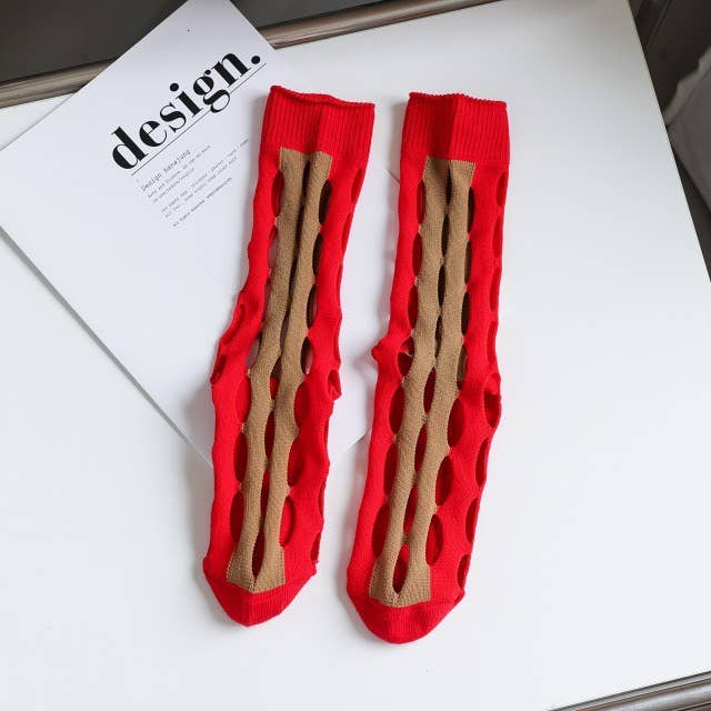 LadyJuneAccessories - Wholesale Socks - Women's - Elegance Oval Cut-Out Mesh Socks14