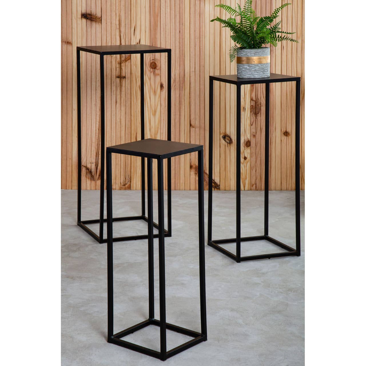 Fifty Five South – wholesale Side table – Mandoli Nest of 3 Black Marble Side Tables2