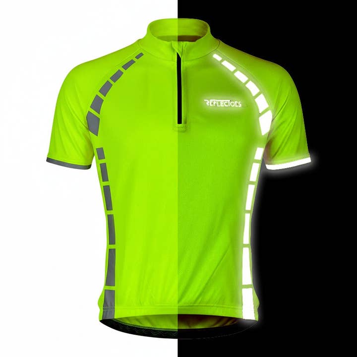 ReflecToes - Wholesale Athletic Top - Men's - Reflective Cycling Jersey | Half Zip Fluorescent Shirt, 3 Pockets, Long or Short Sleeve