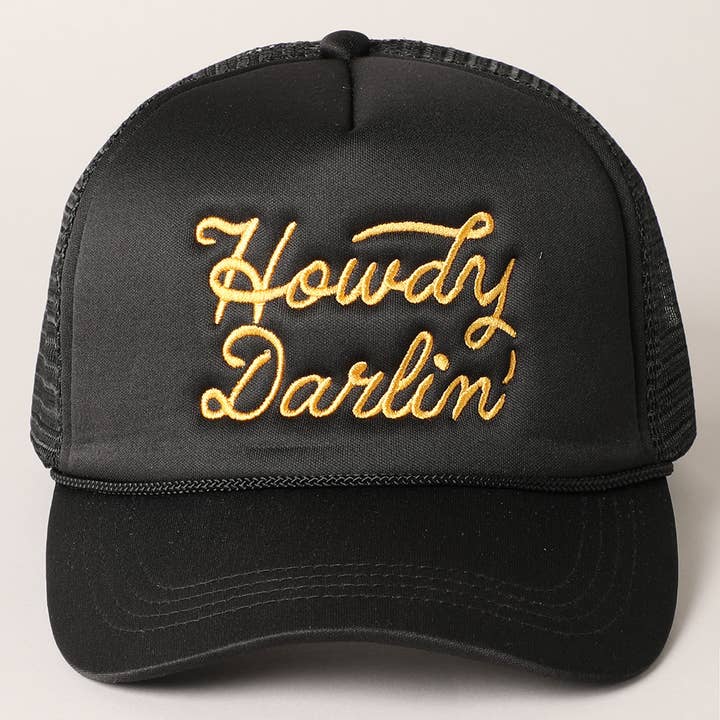 Fashion City - Wholesale Trucker Hat - Women's - Howdy Darlin' Embroidered Mesh Back Trucker Cap