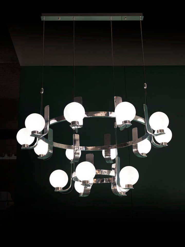 Havana Chrome-Platinum 15' Soft Glass Living Room Chandelier 105 Cm | Modern Decorative Lighting For Homes & Hotels for wholesale by HEKA LIGHTING & TRADING LTD