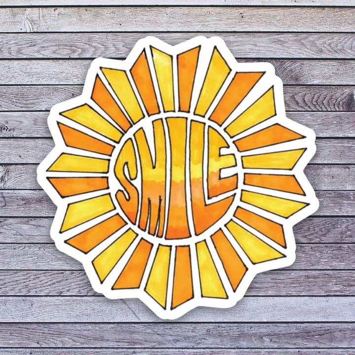 SMILE SUNSHINE vinyl sticker for wholesale by LoLo Pond