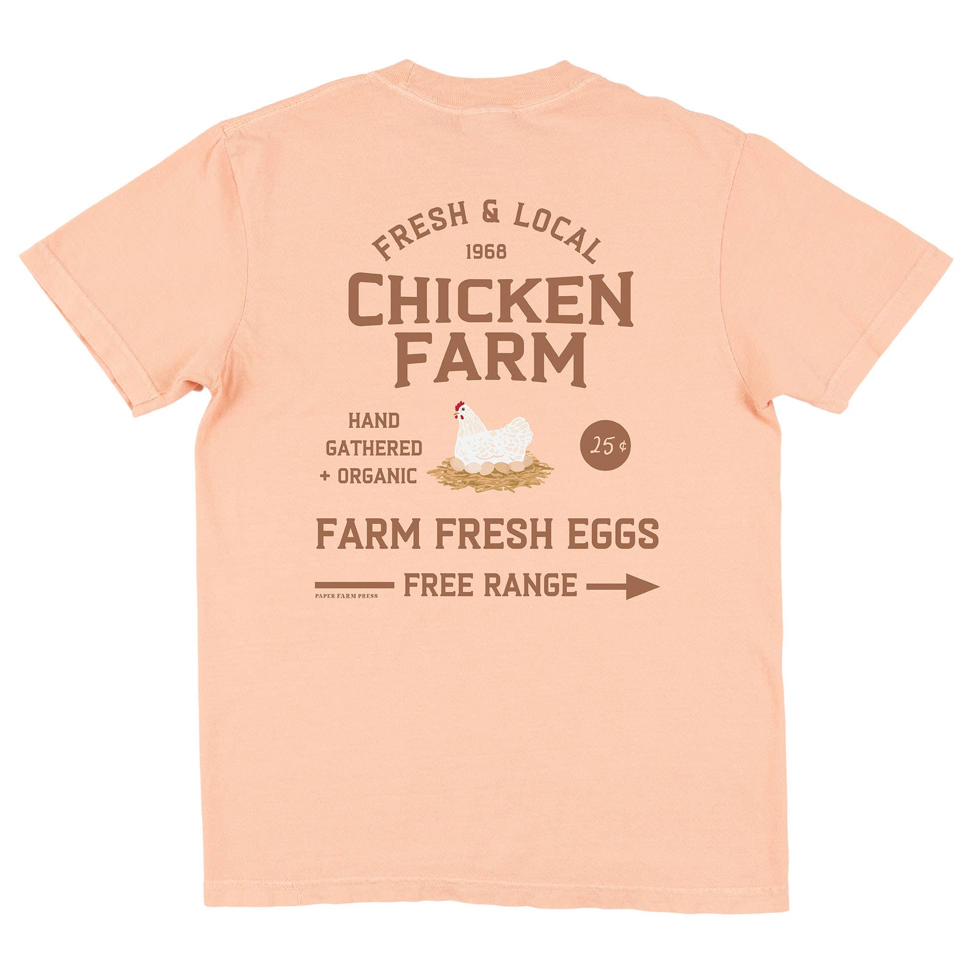Paper Farm Press - Wholesale T-Shirt (Graphic) - Women's - Chicken Farmers Market Tee - Peachy Pink3