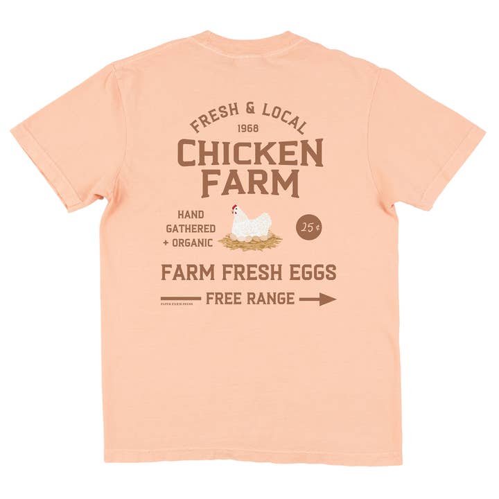 Paper Farm Press - Wholesale T-Shirt (Graphic) - Women's - Chicken Farmers Market Tee - Peachy Pink3