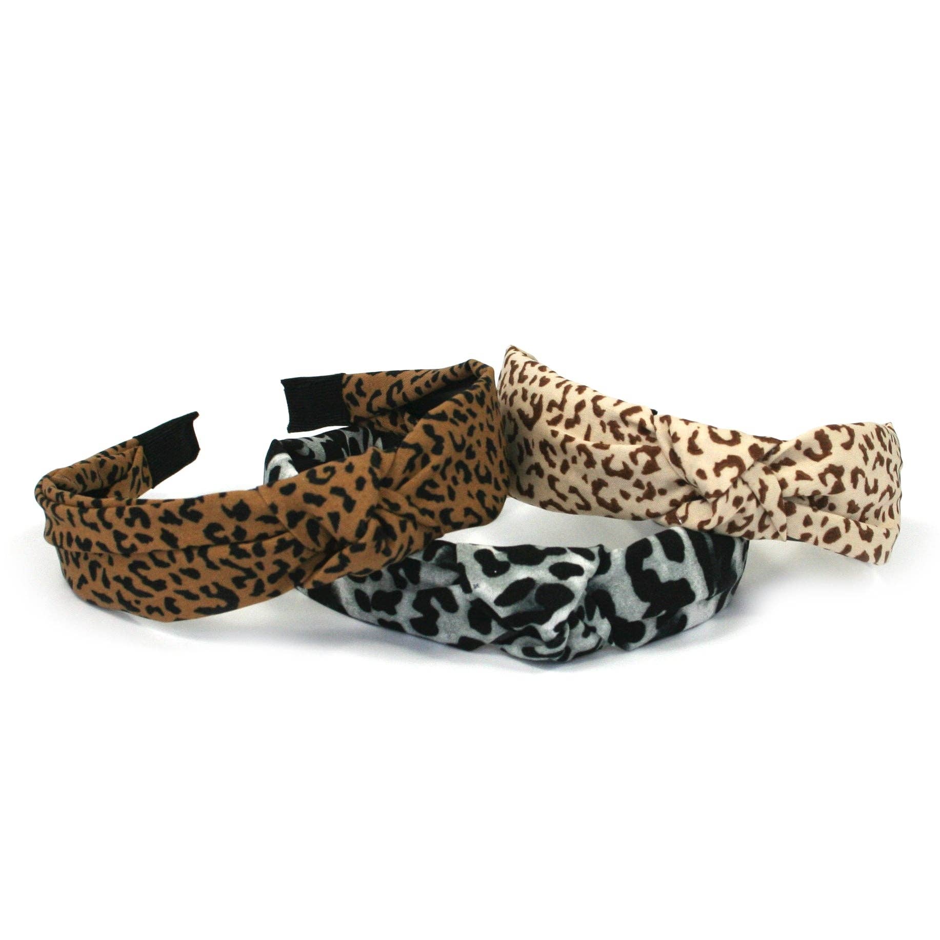 Black Ginger – wholesale Fashion headband – women's – Animal Print Knot Hairband - 12 Assorted0