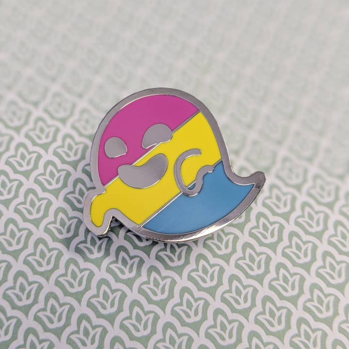 Cunning Linguist Co. - Wholesale Lapel Pin/Button - Pantergeist - pansexual pride, LGBTQIA+ ghost enamel pin