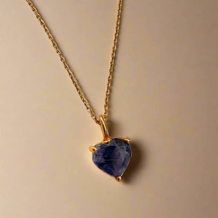 Gold Lunar - Wholesale Pendant/Charm Necklace - September Birthstone Chain Necklace Sapphire 18k Gold Plated