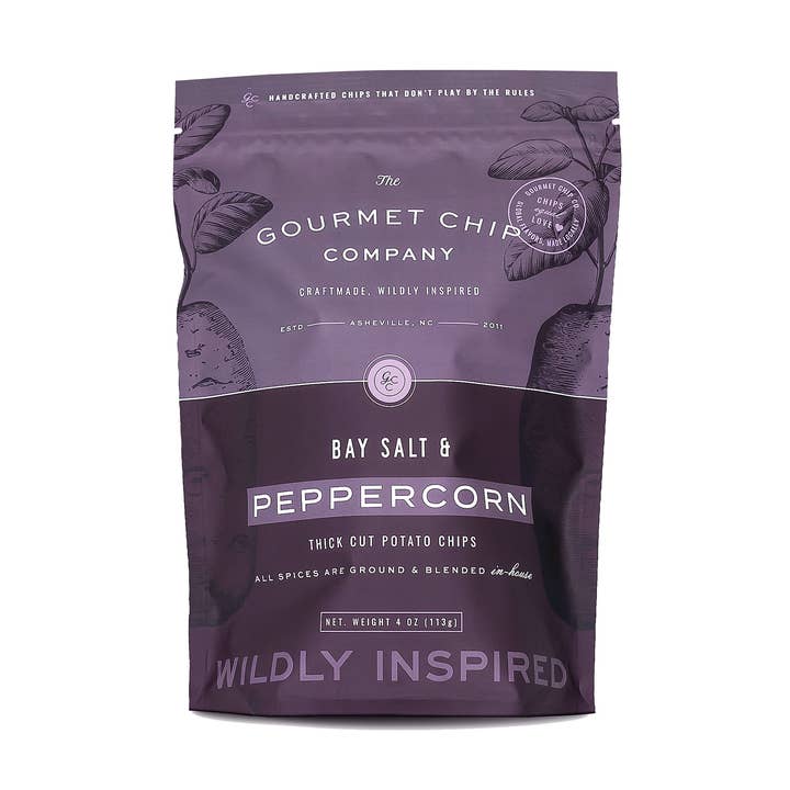 Bay Salt and Peppercorn Thick Cut Potato Chips - Case of 12 for wholesale by The Gourmet Chip Company
