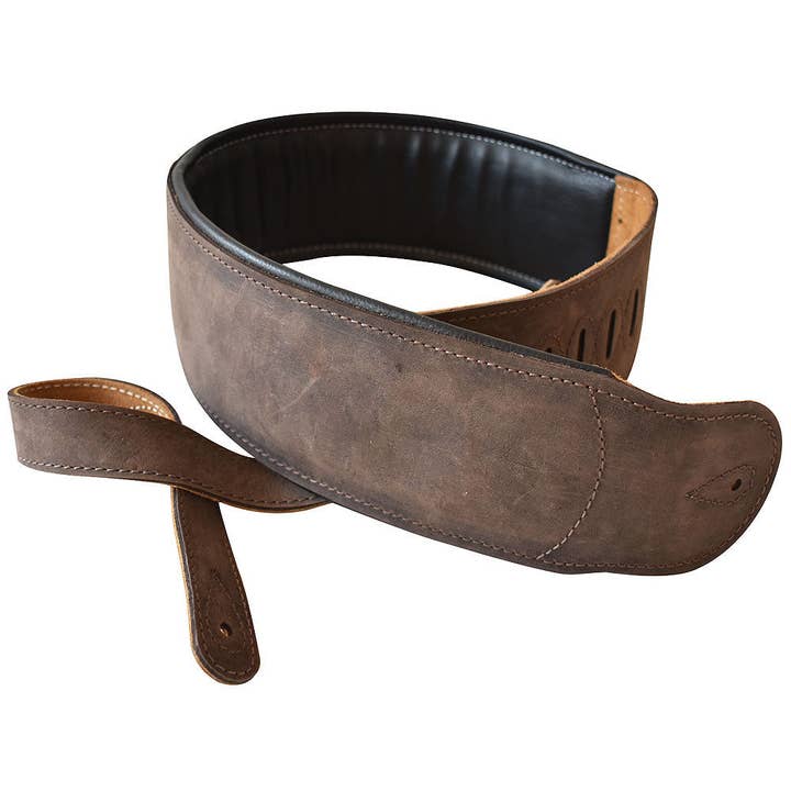 Sangle de guitare basse en cuir de 3,25 pouces rembourrée par Great American pour la vente par HILASON