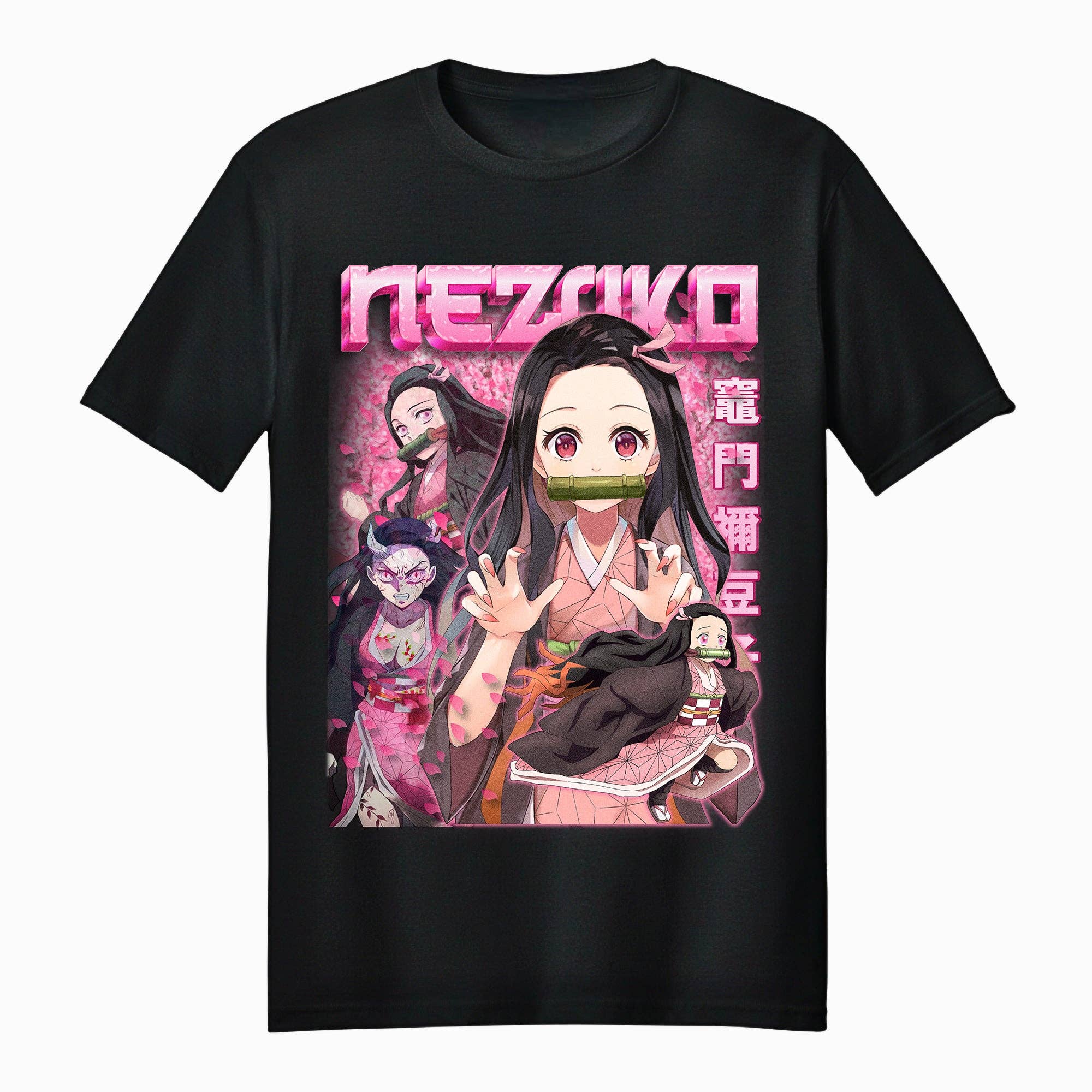 Fundom - Vendita all'ingrosso Maglietta stampata - Unisex - Maglietta unisex per adulti Demon Slayer Nezuko Kamado Fiore Rosa0