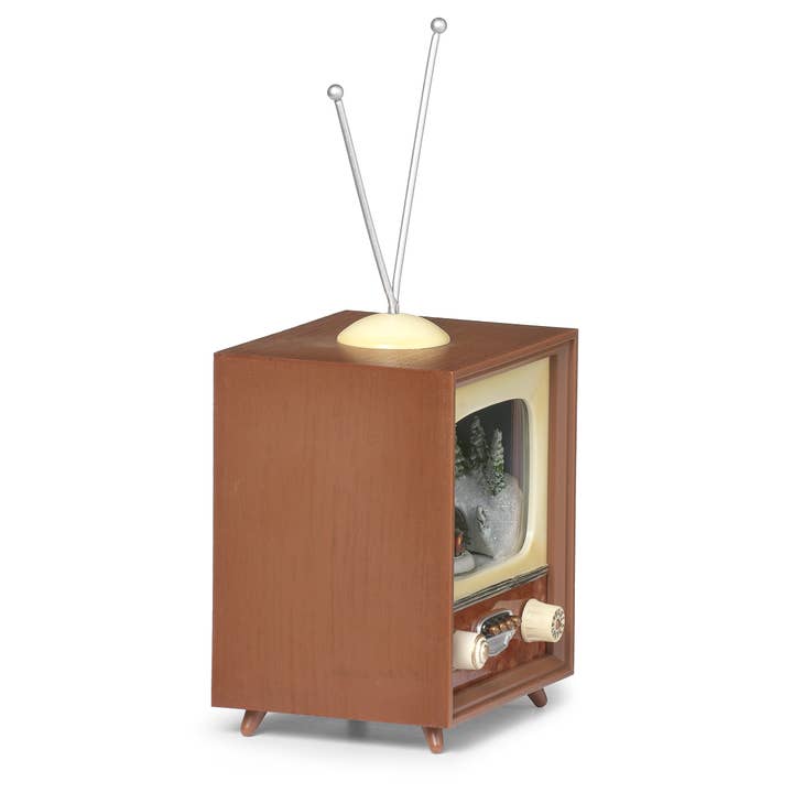 Roman - Vente Décoration de Noël - Télévision musicale éclairée avec train rotatif dans le tunnel1