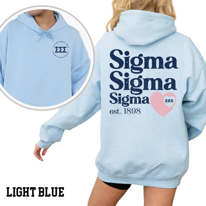 Kite and Crest - Wholesale Hoodie - Women's - Sigma Sigma Sigma Faded Love Sorority Hoodie