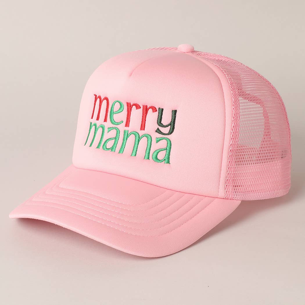 Fashion City - Wholesale Trucker Hat - Women's - Merry Mama Embroidery Mesh Back Trucker Hat1