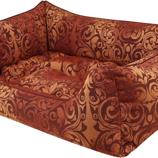 Cama para cachorro vintage com estampa ornamentos vermelhos por atacado de Dandy Dog