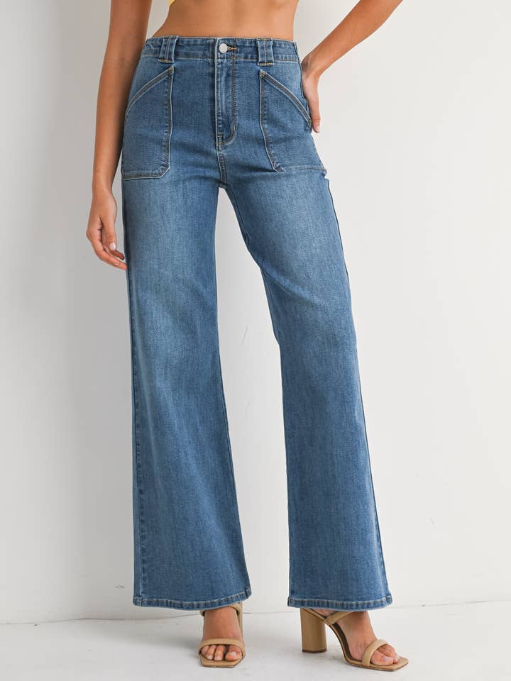 DP782 - MD - Patch Pocket Wide Leg Flare for wholesale by JBD