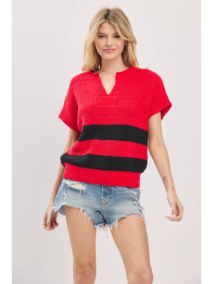 Sewn and Seen - Wholesale Knit Sweater - Women's - Stripe Knit Sleeveless Sweater4