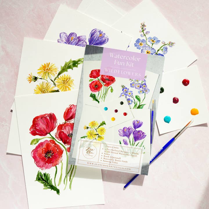 Jean Choe Art & Design - Wholesale DIY Craft Kit - Wildflowers Watercolor All-In-1 Kit for Beginners7