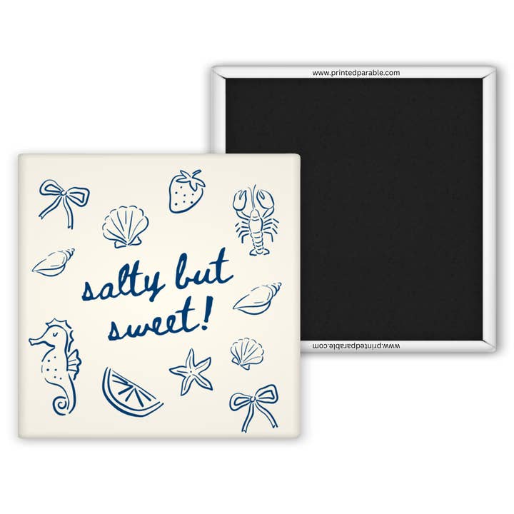 Salty but sweet summery beach magnet for wholesale by Printed Parable